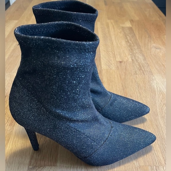 Size 10 | Brash Entertainment | Black Sparkly 4" High Heel Booties - Picture 3 of 6